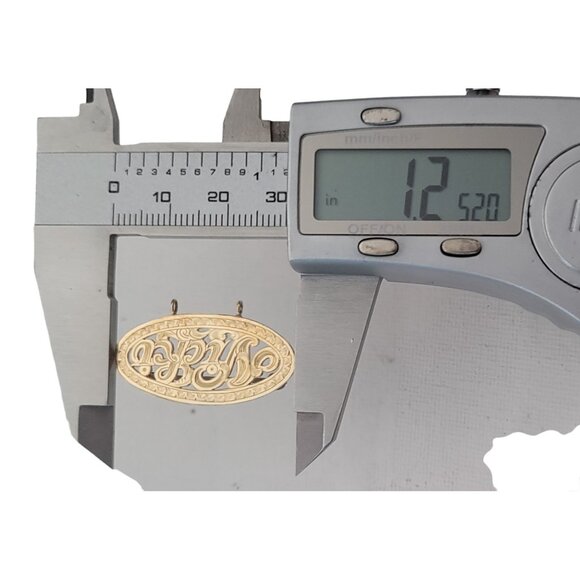 10K Yellow Gold Oval Etched Nicki Pin With Bales For Charms E927 - Picture 7 of 9